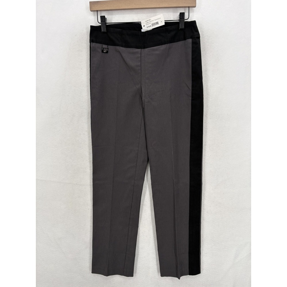 Lisette L Pants Womens 6 Gray Black Combo Ankle Straight Leg Stretch Pull On NWT